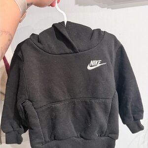 Nike Black Kids Pullover Hoodie with White Logo
